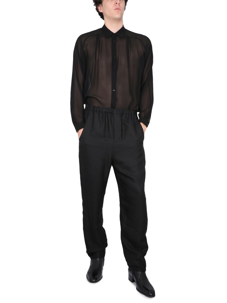 SAINT LAURENT PANTALONE A VITA ALTA IN VISCOSA E RAMIA