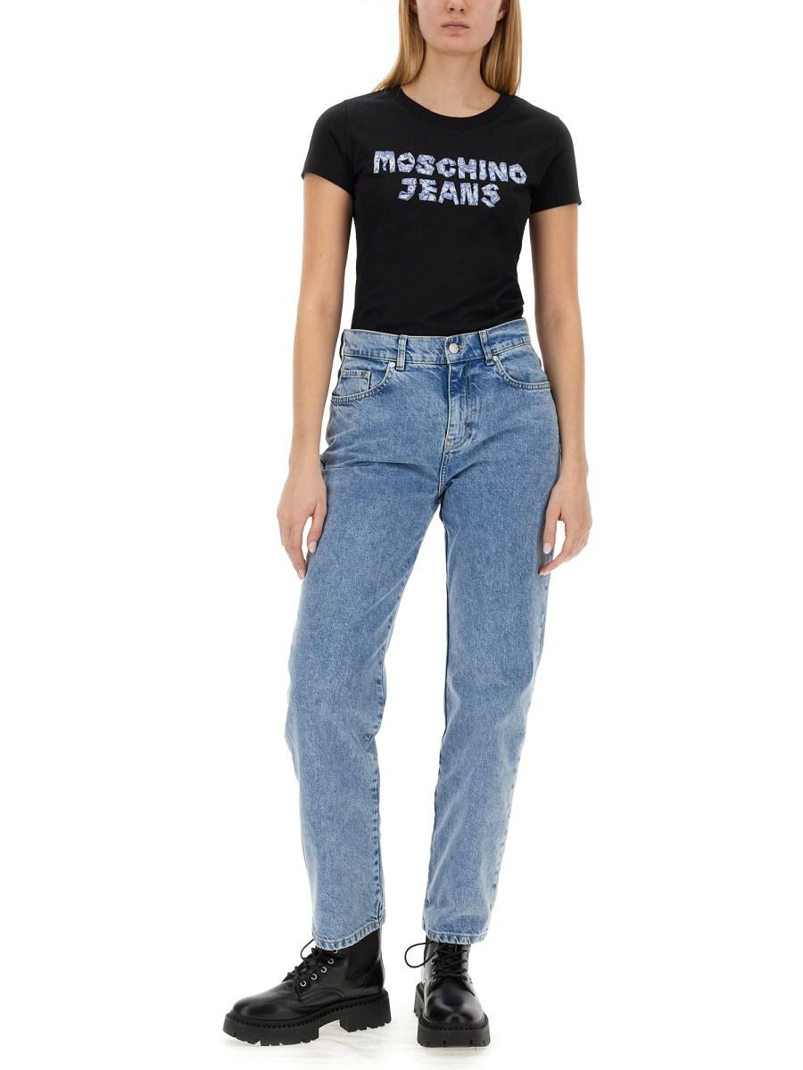 MOSCHINO JEANS PANTALONE BOYFRIEND IN DENIM RICICLATO