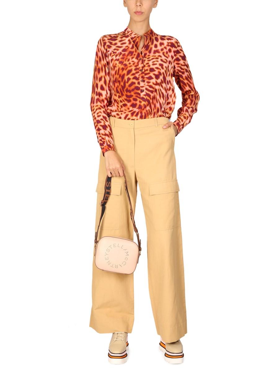 STELLA McCARTNEY PANTALONE CARGO WIDE LEG IN MISTO COTONE