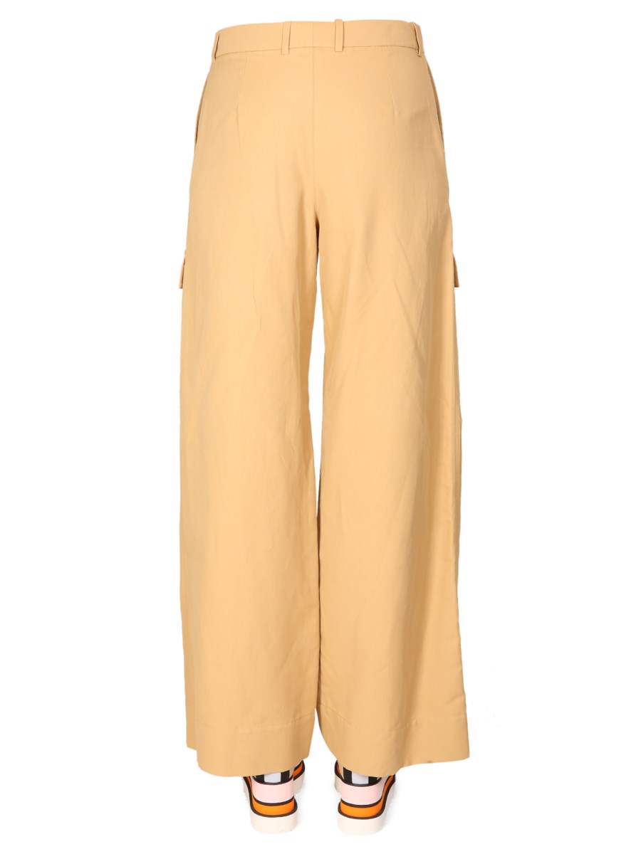 STELLA McCARTNEY PANTALONE CARGO WIDE LEG IN MISTO COTONE