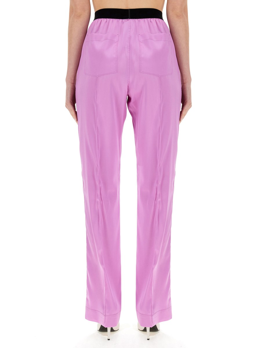 TOM FORD PANTALONE CON LOGO IN RASO DI SETA STRETCH