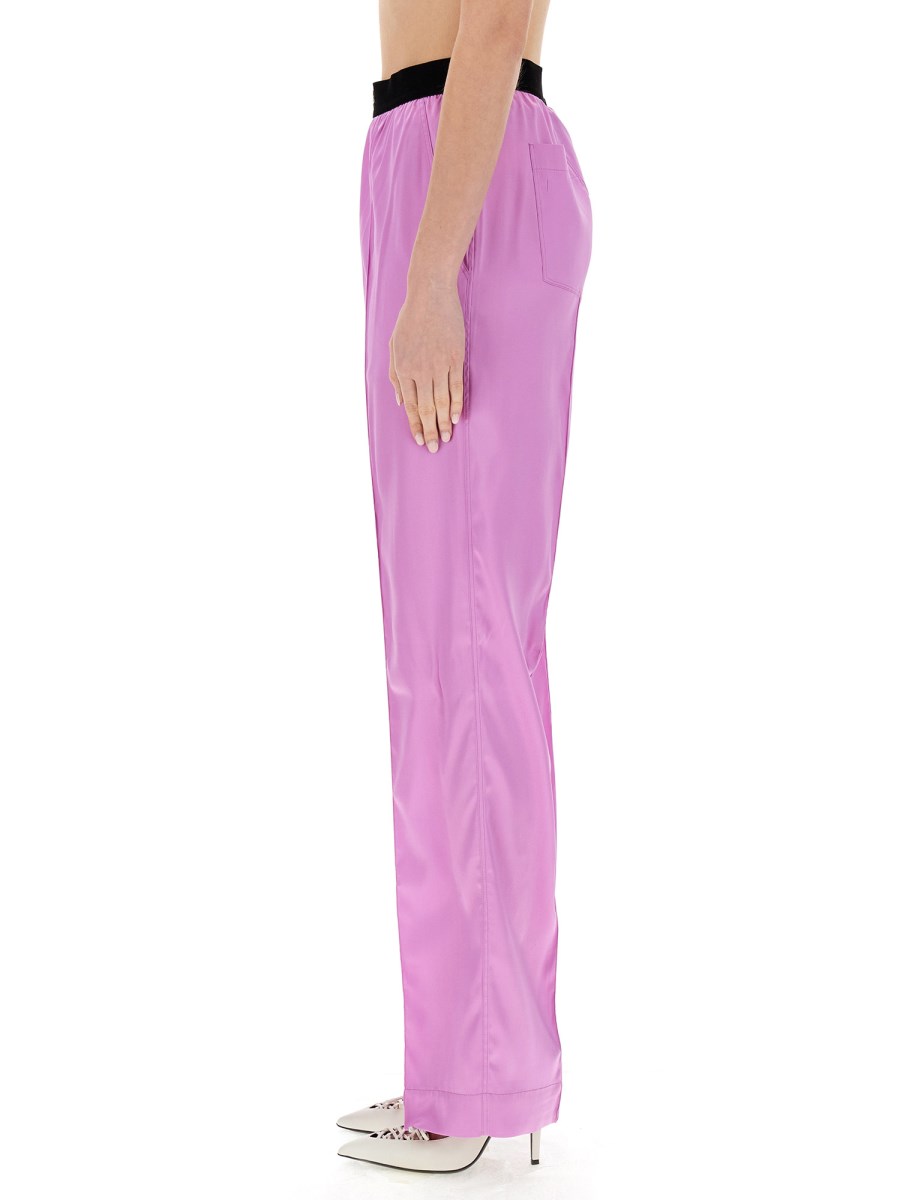 TOM FORD PANTALONE CON LOGO IN RASO DI SETA STRETCH