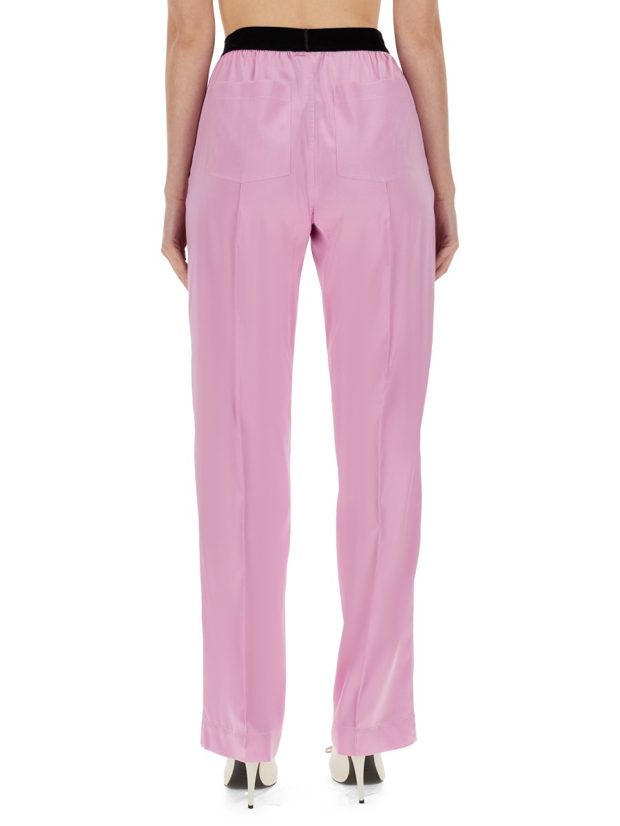TOM FORD PANTALONE CON LOGO IN RASO DI SETA STRETCH