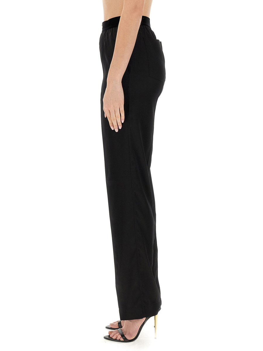 TOM FORD PANTALONE CON LOGO IN RASO DI SETA STRETCH