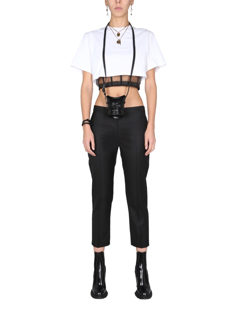ALEXANDER McQUEEN PANTALONE CROPPED IN LANA VERGINE