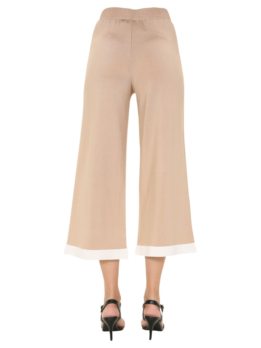 BOUTIQUE MOSCHINO PANTALONE CROPPED IN MAGLIA DI VISCOSA CON PROFILI A CONTRASTO