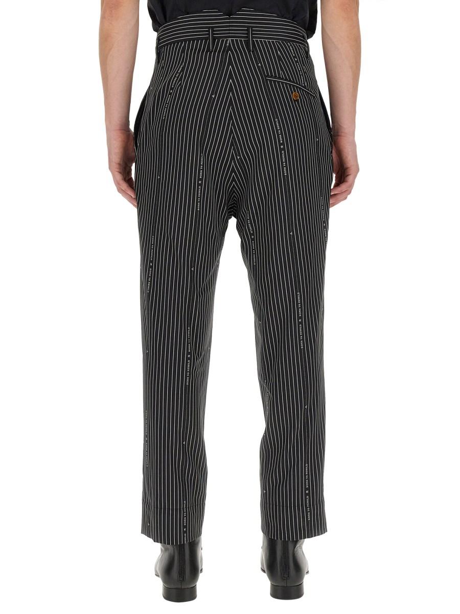 VIVIENNE WESTWOOD PANTALONE CRUISE CROPPED IN LANA CON MOTIVO RIGA