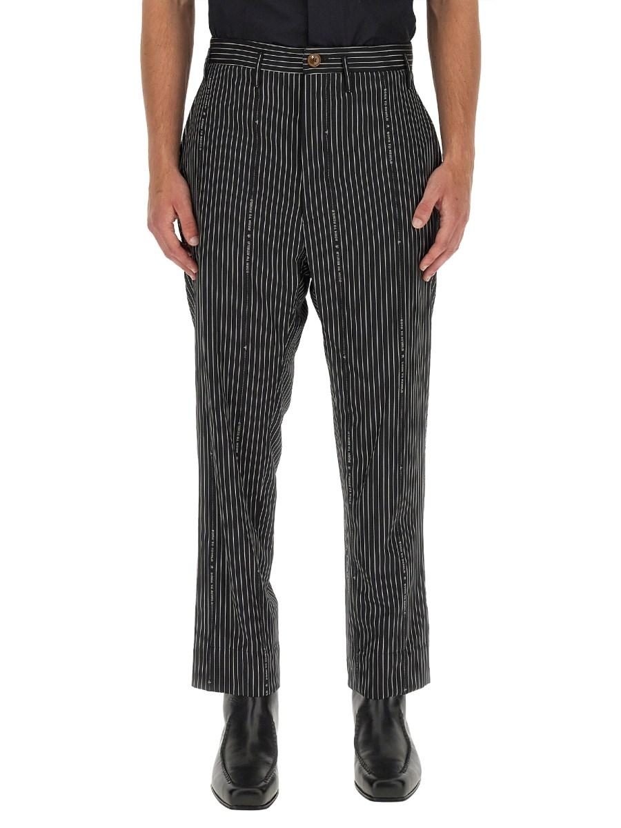 VIVIENNE WESTWOOD PANTALONE CRUISE CROPPED IN LANA CON MOTIVO RIGA