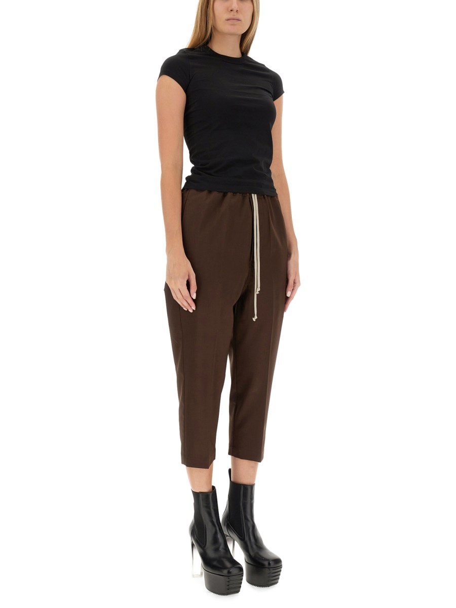 RICK OWENS PANTALONE DRAWSTRING ASTAIRES CROPPED IN LANA