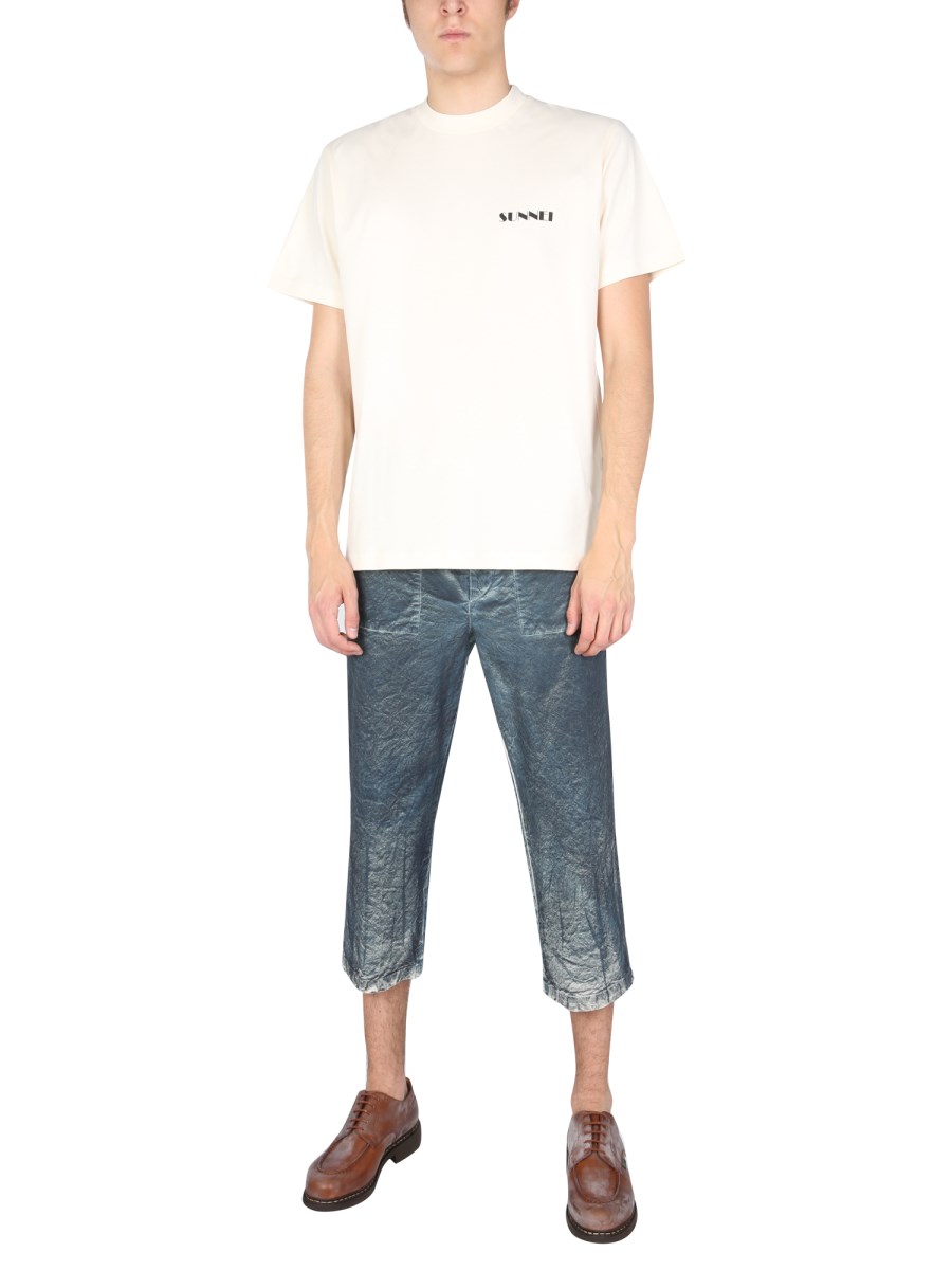 SUNNEI PANTALONE DRITTO IN COTONE CON STAMPA TIE DYE