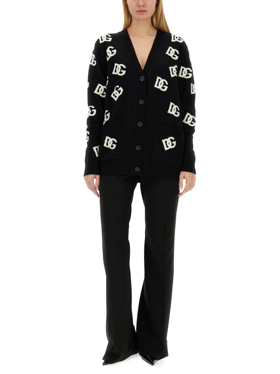 DOLCE & GABBANA PANTALONE FLARE FIT IN JERSEY PUNTO MILANO