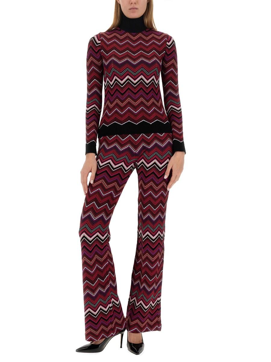 MISSONI PANTALONE FLARE FIT IN MISTO VISCOSA E CHEVRON