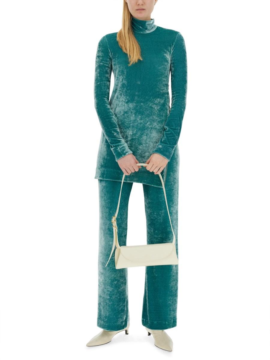 JIL SANDER PANTALONE GAMBA AMPIA IN JERSEY DI VELLUTO