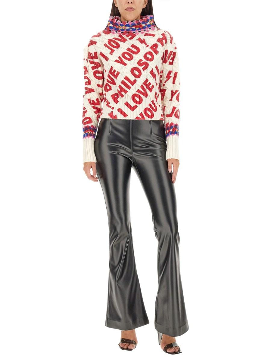 PHILOSOPHY DI LORENZO SERAFINI PANTALONE IN ECO PELLE