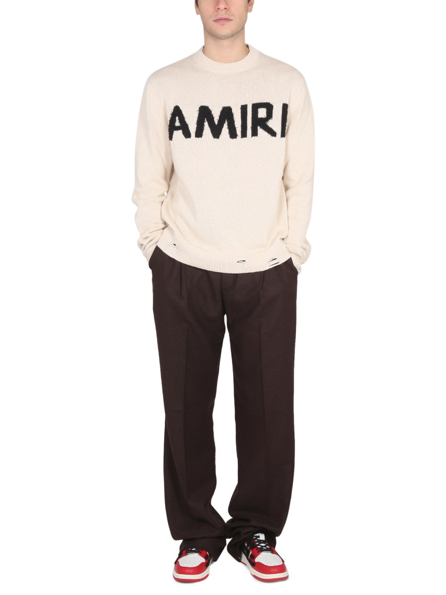 AMIRI PANTALONE IN FLANELLA DI LANA CON DOPPIA PIEGA