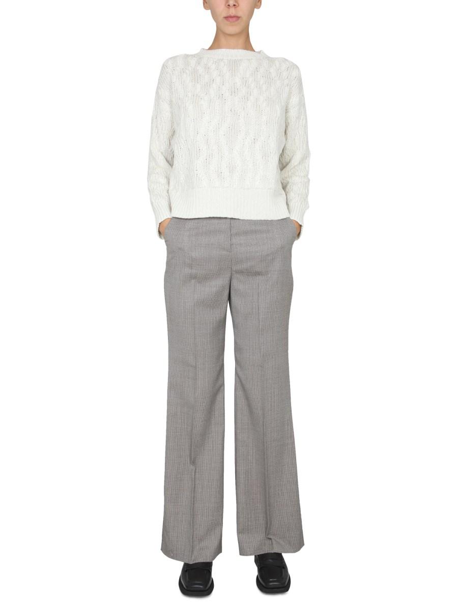 FABIANA FILIPPI PANTALONE IN LANA VERGINE IN MICRO PIED POULE
