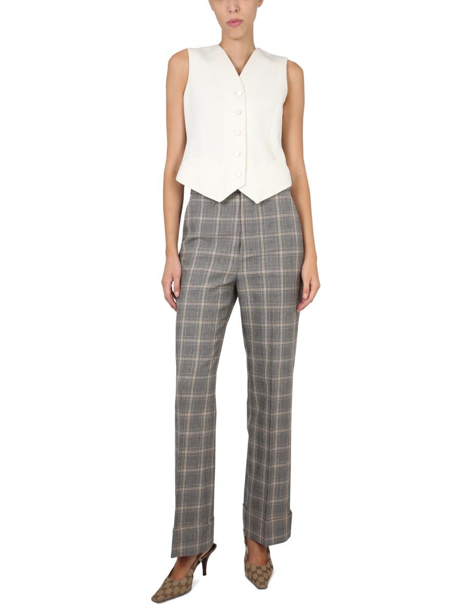 GUCCI PANTALONE IN LINO E LANA CON MOTIVO PRINCIPE DI GALLES