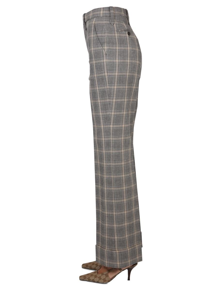 GUCCI PANTALONE IN LINO E LANA CON MOTIVO PRINCIPE DI GALLES