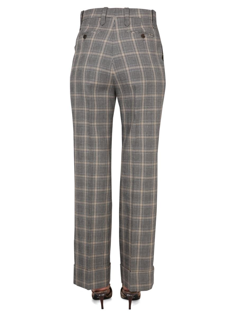 GUCCI PANTALONE IN LINO E LANA CON MOTIVO PRINCIPE DI GALLES