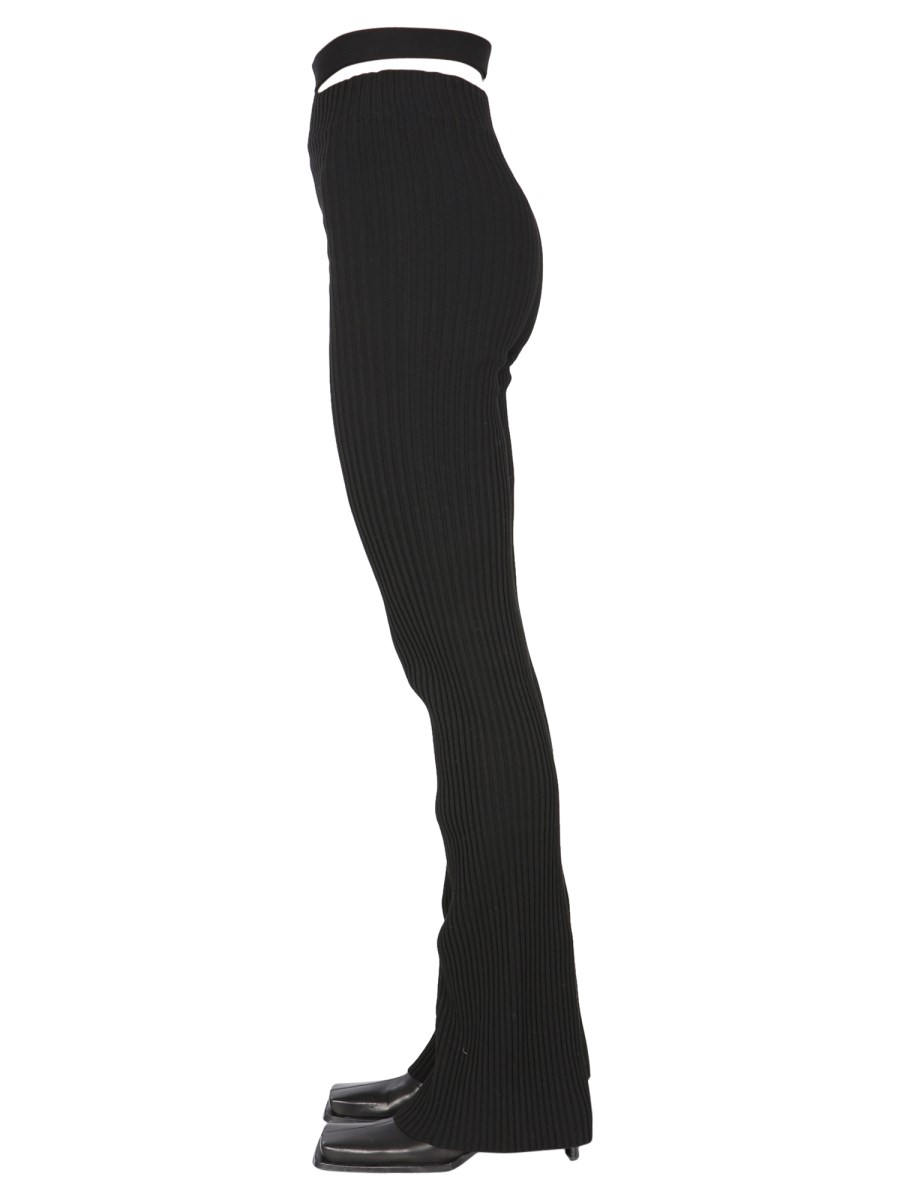 ANDREADAMO PANTALONE IN MISTO VISCOSA A COSTE CON CINTURA CUT OUT