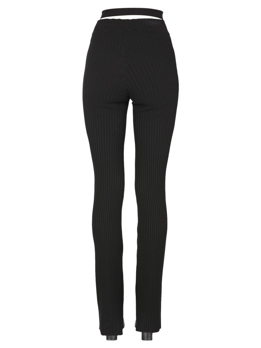 ANDREADAMO PANTALONE IN MISTO VISCOSA A COSTE CON CINTURA CUT OUT