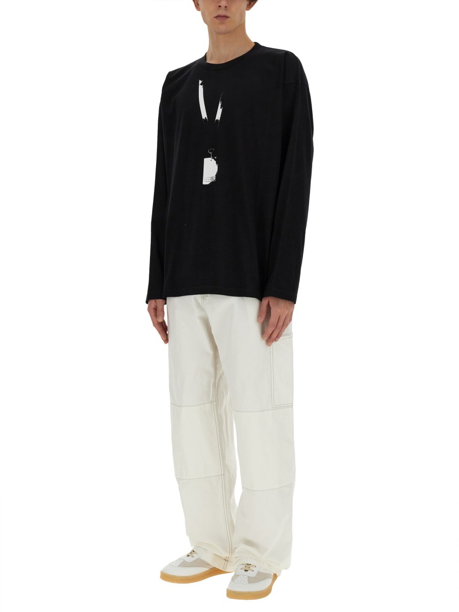 MM6 MAISON MARGIELA PANTALONE IN TELA DI COTONE NUMERIC SIGNATURE