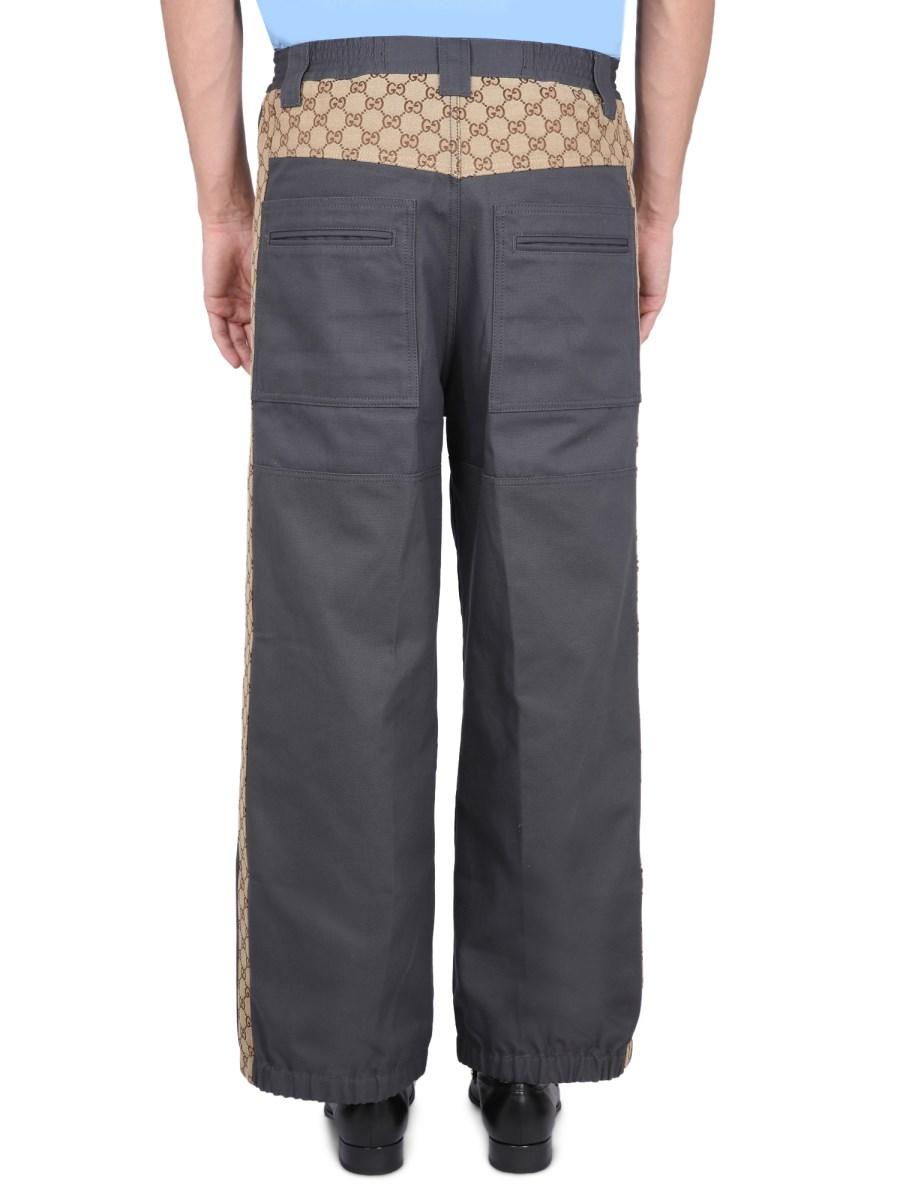 GUCCI PANTALONE IN TESSUTO DI COTONE CON INSERTI GG