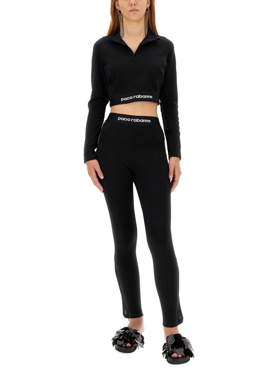 PACO RABANNE PANTALONE IN TESSUTO TECNICO CON BANDA LOGO