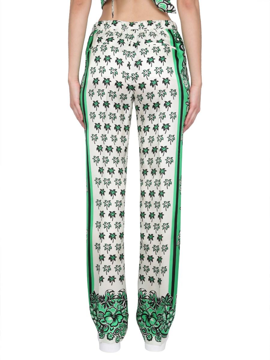 RED VALENTINO PANTALONE IN TWILL DI SETA CON STAMPA BANDANA
