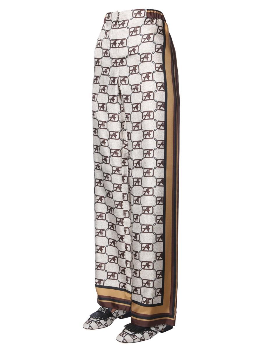 ALBERTA FERRETTI PANTALONE IN TWILL DI SETA LOGO STORY
