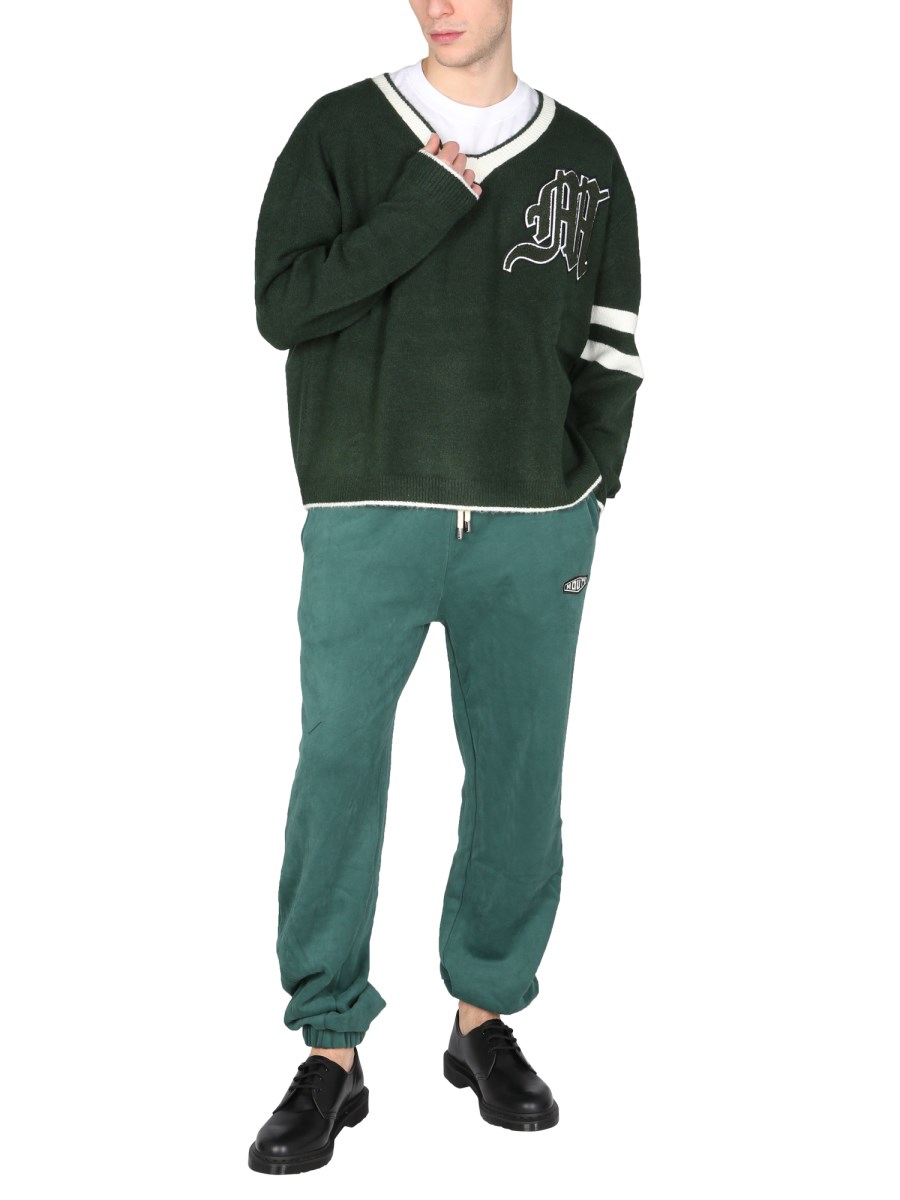 MOUTY PANTALONE JOGGING "BIGGIE" IN COTONE CON PATCH LOGO