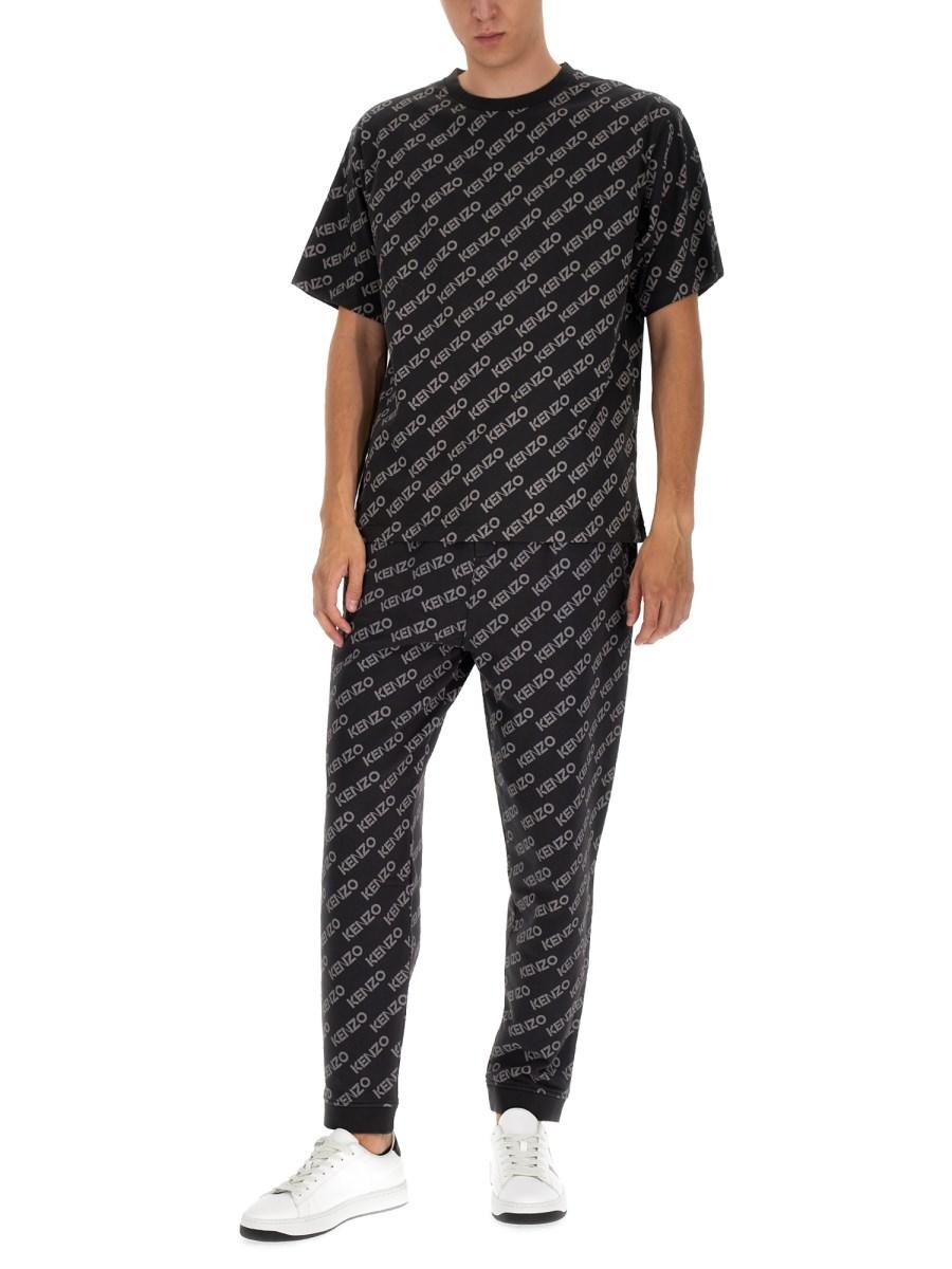 KENZO PANTALONE JOGGING IN COTONE CON MONOGRAM LOGO