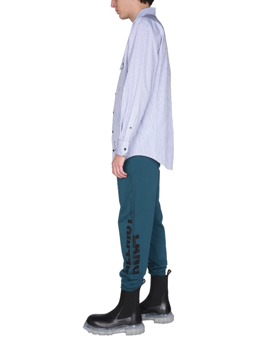 HELMUT LANG PANTALONE JOGGING IN COTONE CON STAMPA LOGO