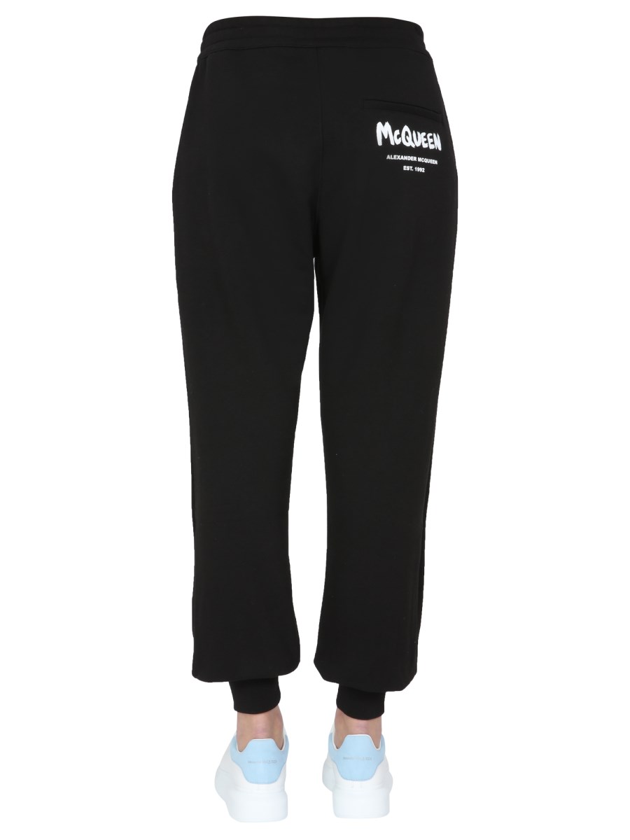 ALEXANDER McQUEEN PANTALONE JOGGING IN COTONE CON STAMPA LOGO