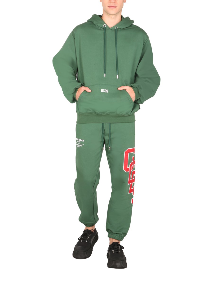 GCDS PANTALONE JOGGING IN FELPA DI COTONE CON LOGO COLLEGE