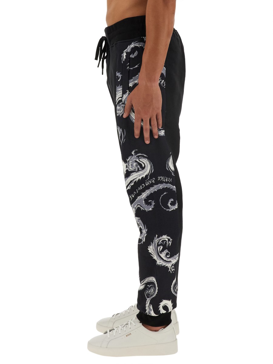 VERSACE JEANS COUTURE PANTALONE JOGGING IN FELPA DI COTONE CON LOGO