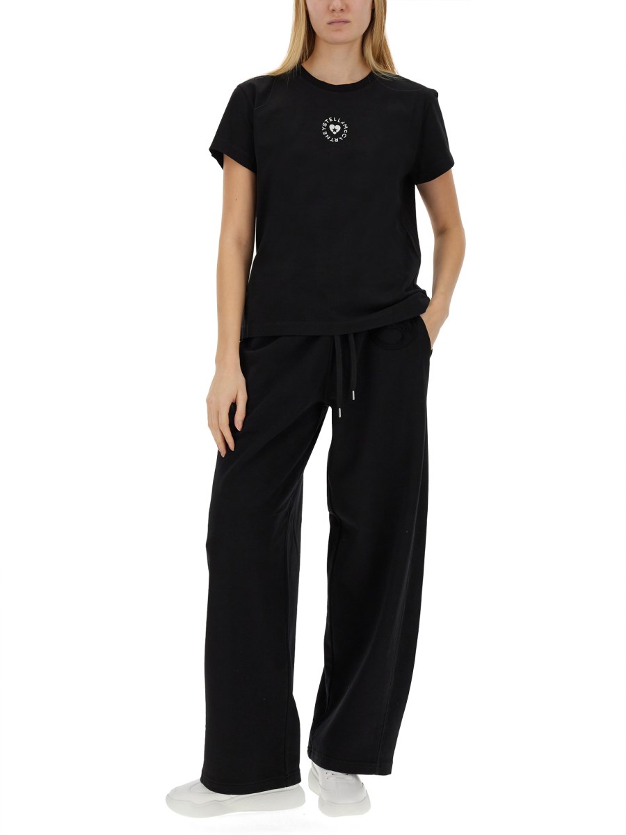 STELLA McCARTNEY PANTALONE JOGGING IN FELPA DI COTONE CON PATCH LOGO
