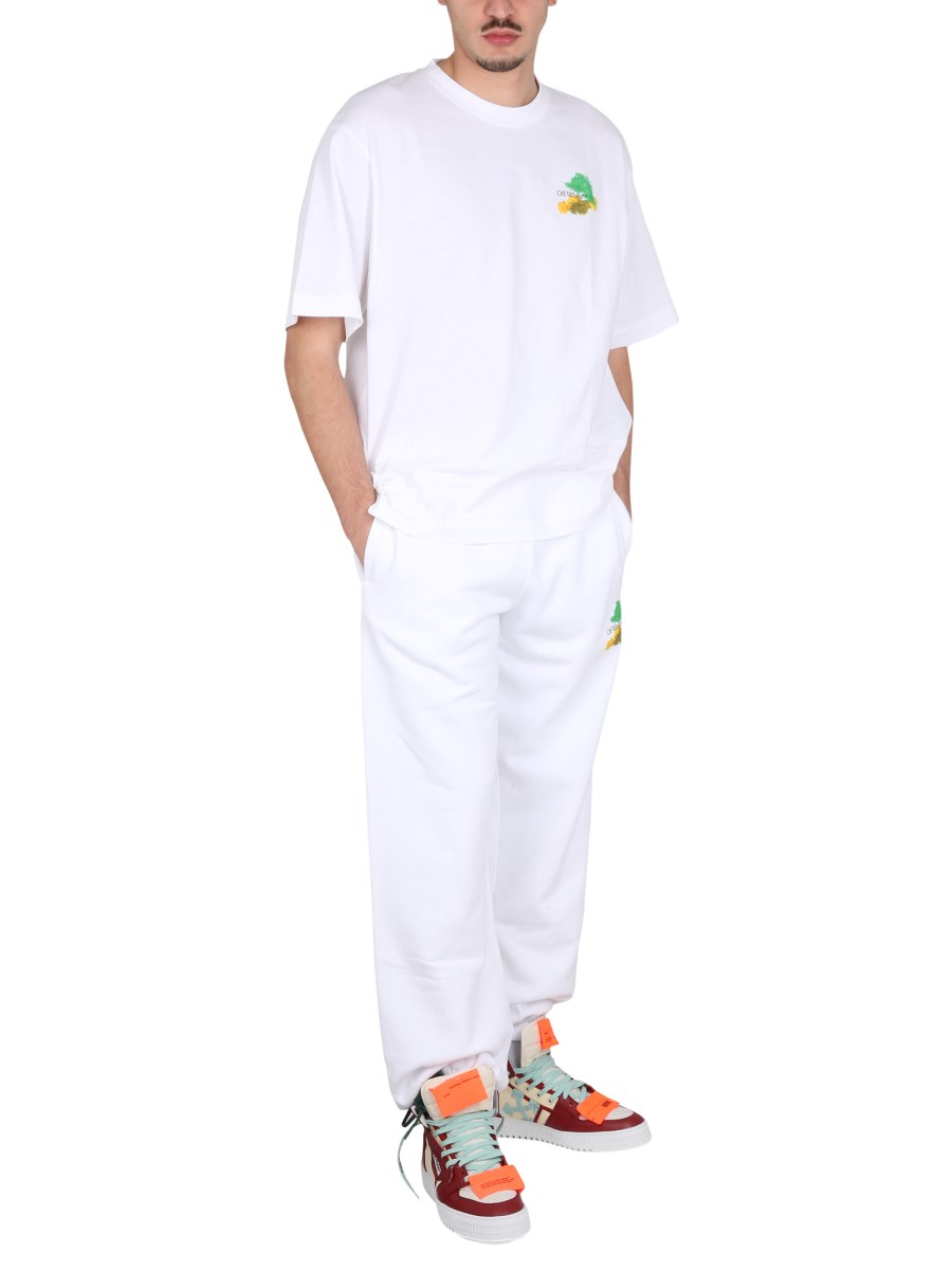 OFF-WHITE PANTALONE JOGGING IN FELPA DI COTONE CON STAMPA LOGO