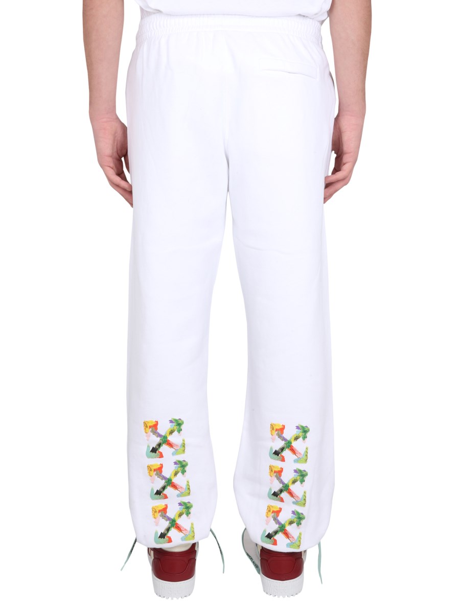 OFF-WHITE PANTALONE JOGGING IN FELPA DI COTONE CON STAMPA LOGO
