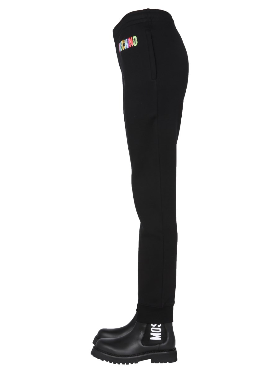 MOSCHINO PANTALONE JOGGING IN FELPA DI COTONE CON STAMPA LOGO