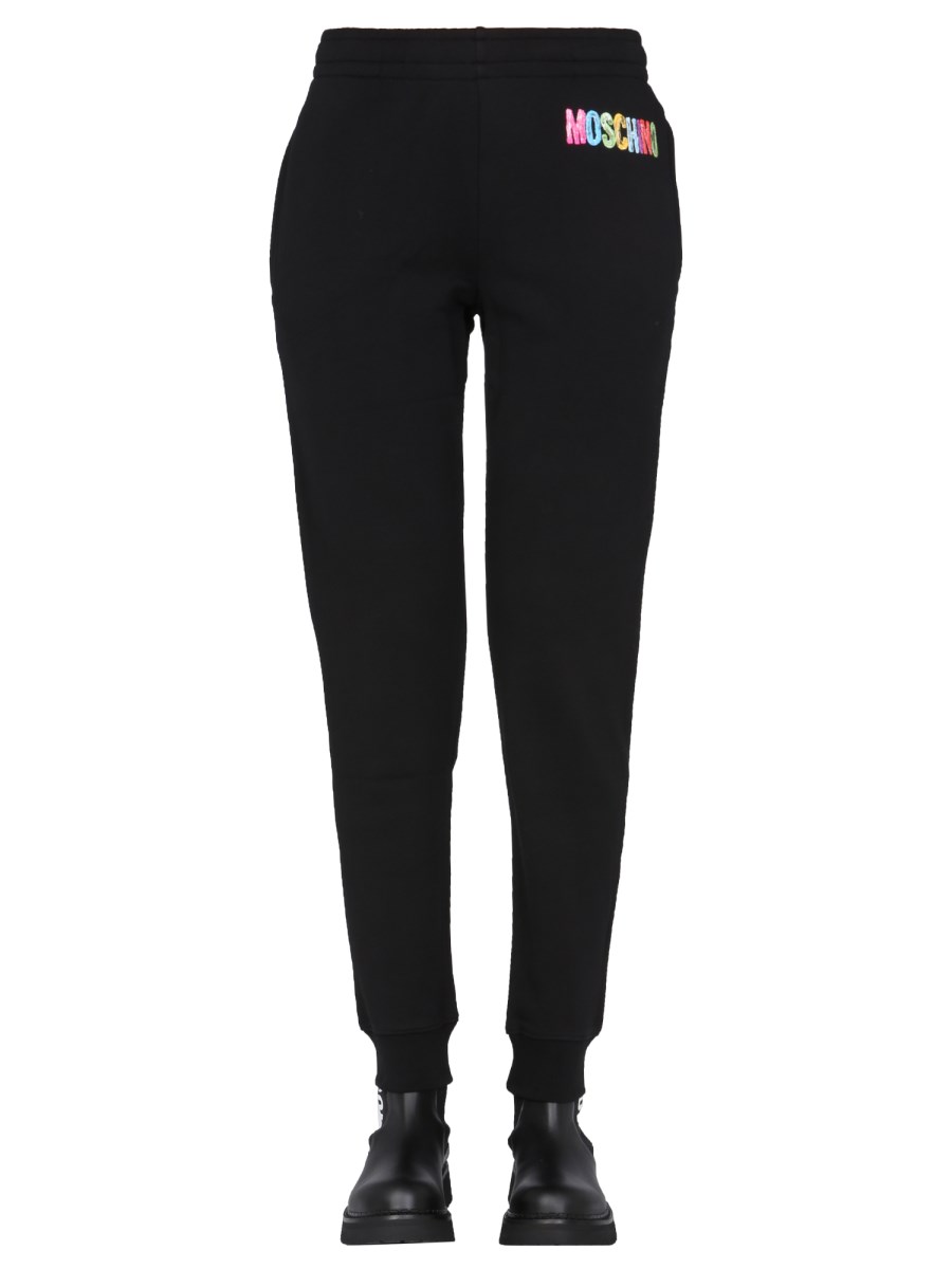 MOSCHINO PANTALONE JOGGING IN FELPA DI COTONE CON STAMPA LOGO