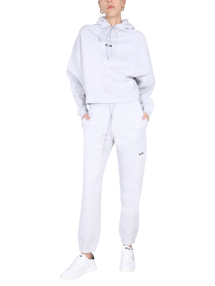 MSGM PANTALONE JOGGING IN FELPA DI COTONE CON STAMPA LOGO LETTERING