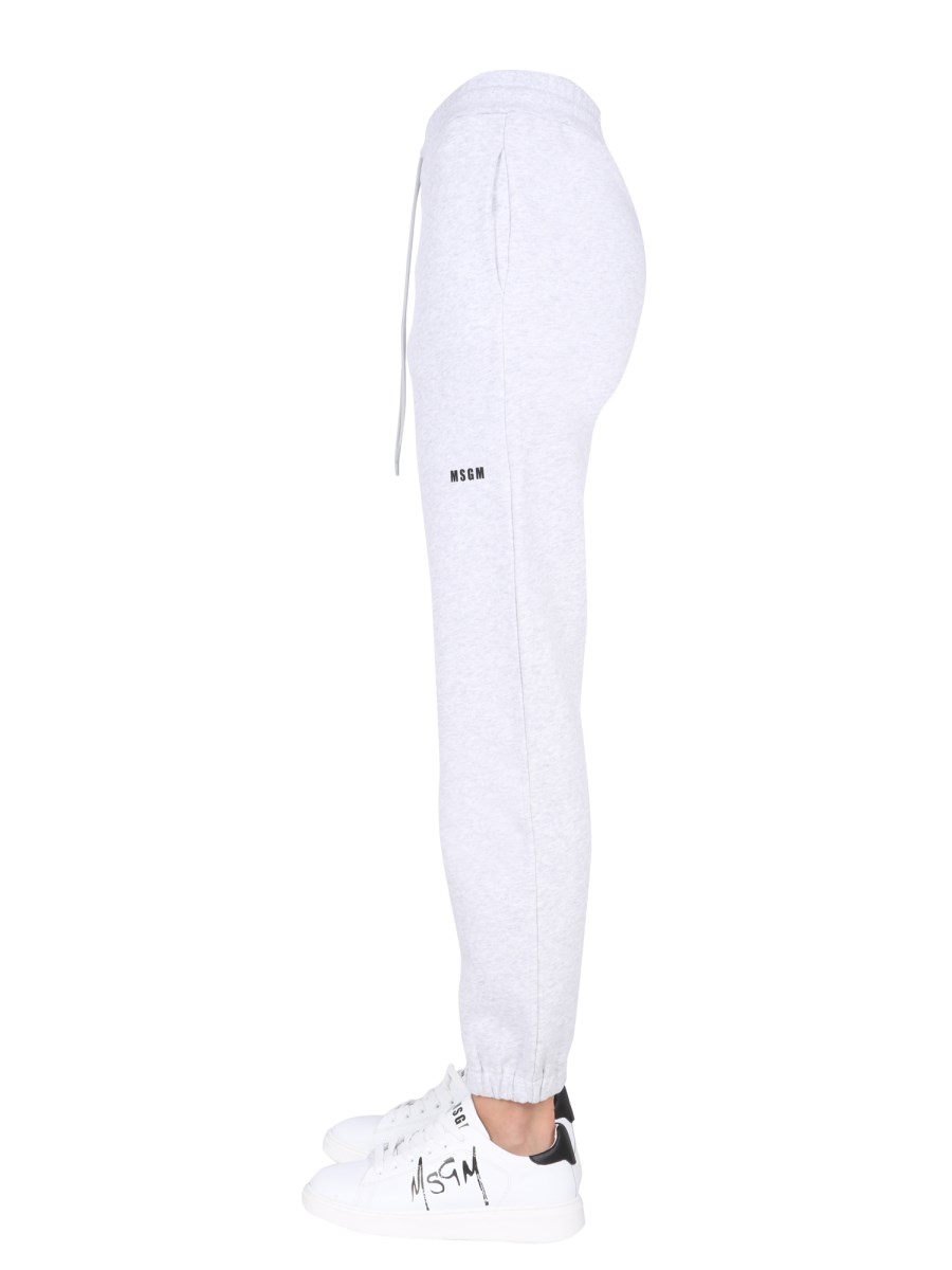 MSGM PANTALONE JOGGING IN FELPA DI COTONE CON STAMPA LOGO LETTERING