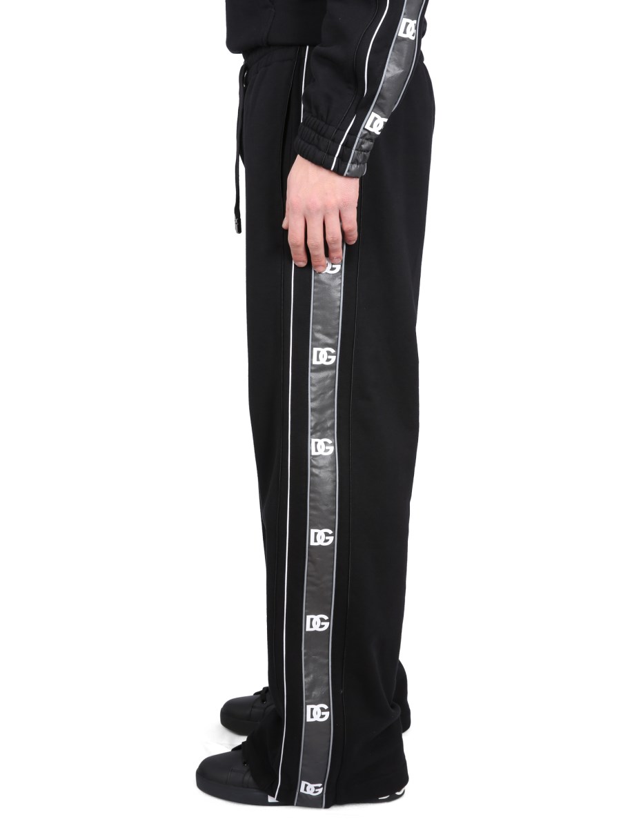 DOLCE & GABBANA PANTALONE JOGGING IN JERSEY DI COTONE CON BANDE LOGATE