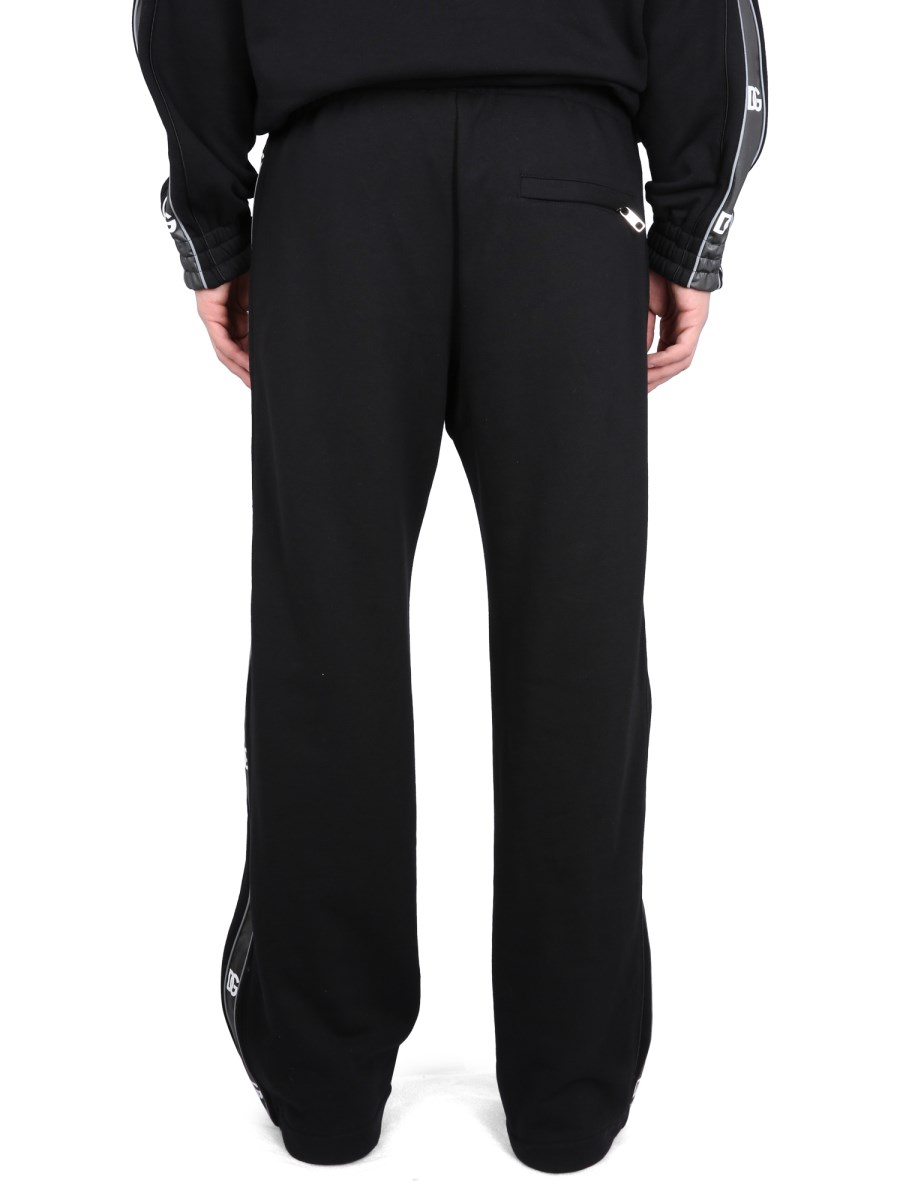 DOLCE & GABBANA PANTALONE JOGGING IN JERSEY DI COTONE CON BANDE LOGATE