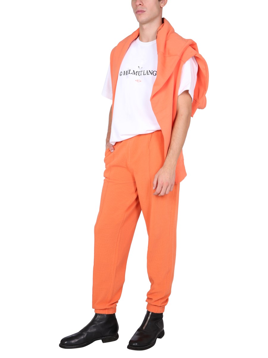 HELMUT LANG PANTALONE JOGGING IN MAGLIA WAFFLE CON LOGO