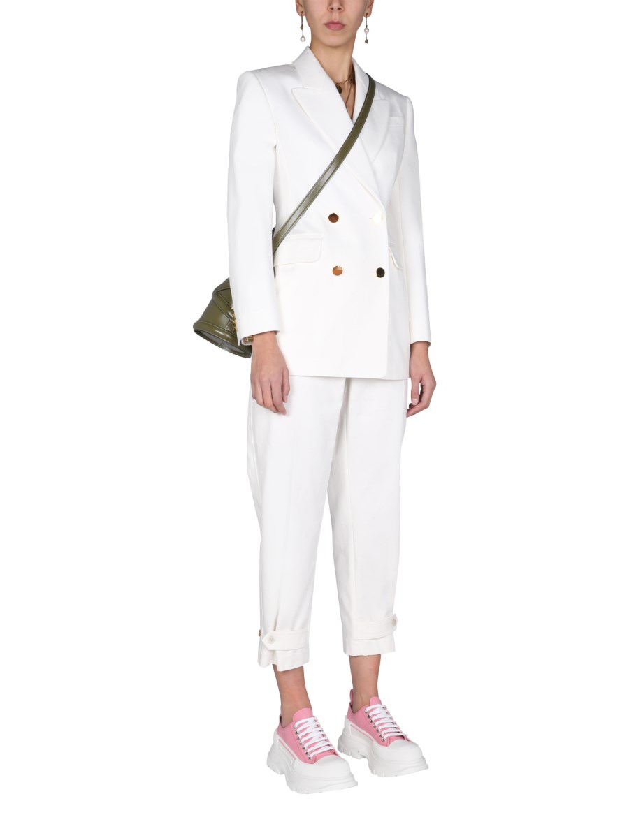 ALEXANDER McQUEEN PANTALONE MILITARE IN GABARDINE DI COTONE