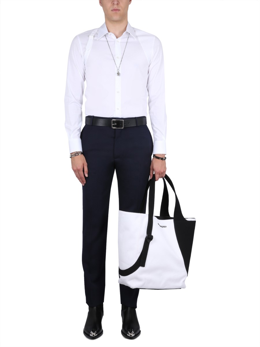 ALEXANDER McQUEEN PANTALONE SARTORIALE A SIGARETTA IN LANA E MOHAIR