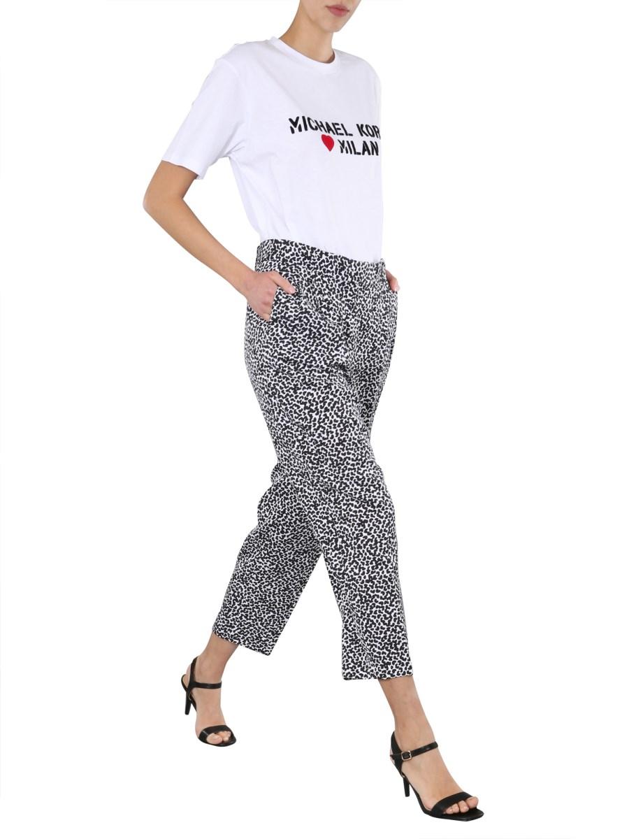 MICHAEL BY MICHAEL KORS PANTALONE STRAIGHT FIT CON STAMPA LEOPARDATA
