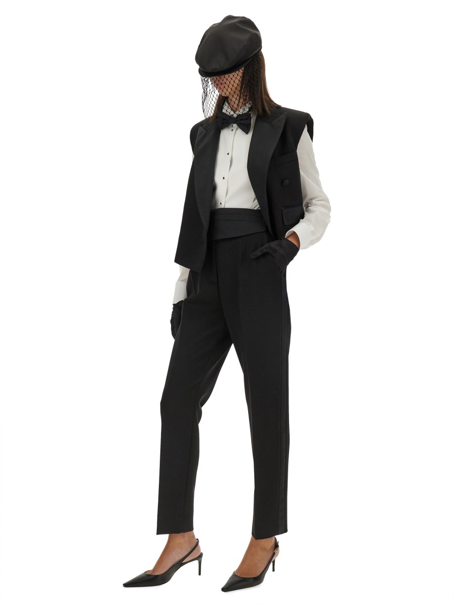 DOLCE & GABBANA PANTALONE TUXEDO SARTORIALE IN GABARDINA DI LANA